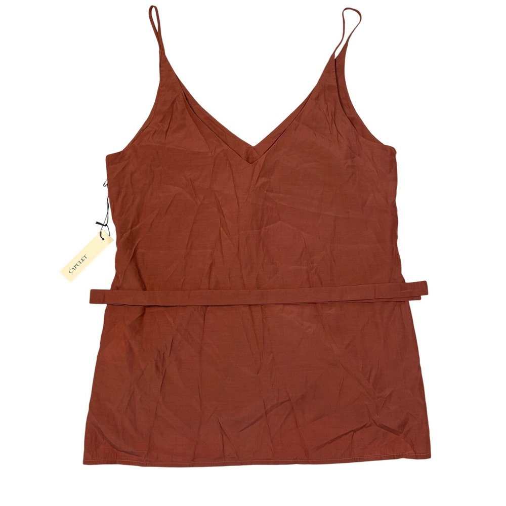 Capulet Terracotta Rust V-Neck Cami Top with Removable Waist Tie Size M NWT